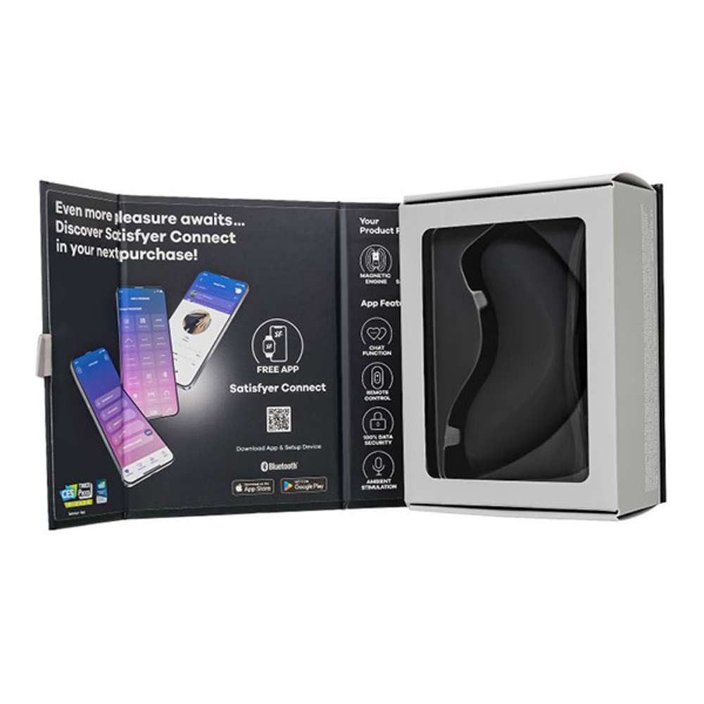 Черный вакуум-волновой бесконтактный стимулятор клитора 11,6см Satisfyer Magnetic Deep Pulse
