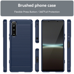 Чехол синего цвета в стиле карбон для Sony Xperia 5-IV Mark 4, серии Carbon от Caseport
