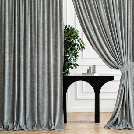 Комплект шторы и покрывало в спальню ГОЛДД (арт. BL10-400-03) - серый /ЛЮКС/