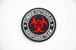 Шеврон Zombie Outbreak. Response Team (Biohazard) PVC. Красный на чёрном