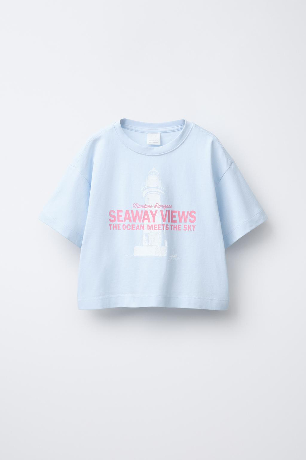 ZARA ФУТБОЛКА С НАШИВКОЙ, СИНИЙ