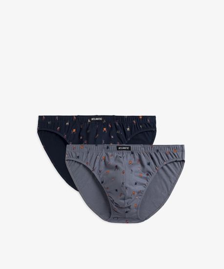 Мужские трусы (2шт) слипы спорт Atlantic 2MP-003, серый + темно-синий