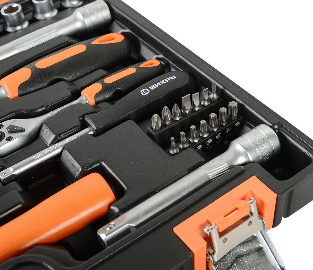 Набор инструментов, 1/2", 1/4", CrV, пластиковый кейс 76 предмета Вихрь