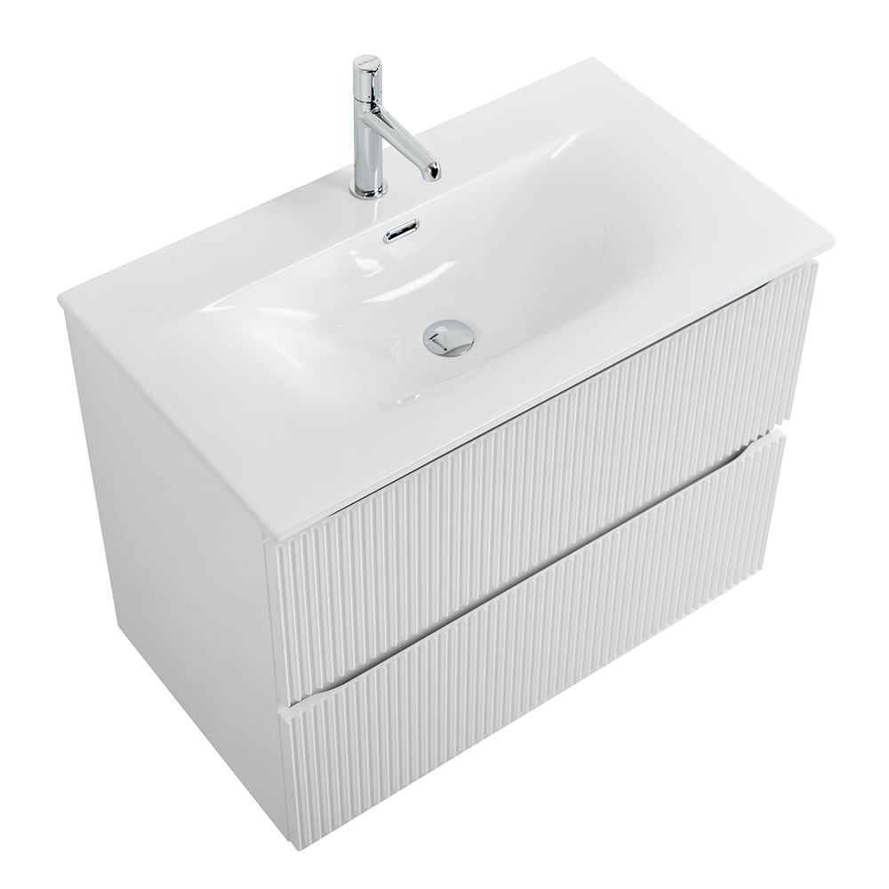 Тумба с раковиной подвесная BelBagno UNO-900-2C-SO-BO Bianco Opaco, раковина белая BB-8099-90