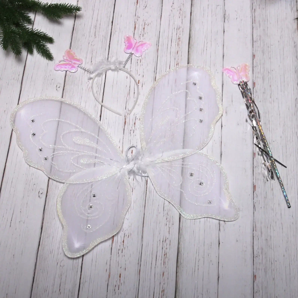 Карнавальный набор (крылья, ободок, палочка) «Фея Лагуна» (крылья 48*45 см), Серебро