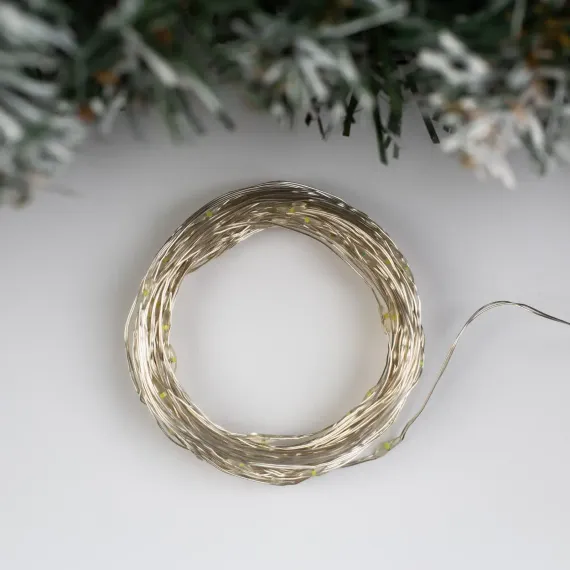 Гирлянда нить-роса 10 м., IP20, серебристая нить, 100 теплых белых LED, 12 В, Luazon Lighting (5198354)