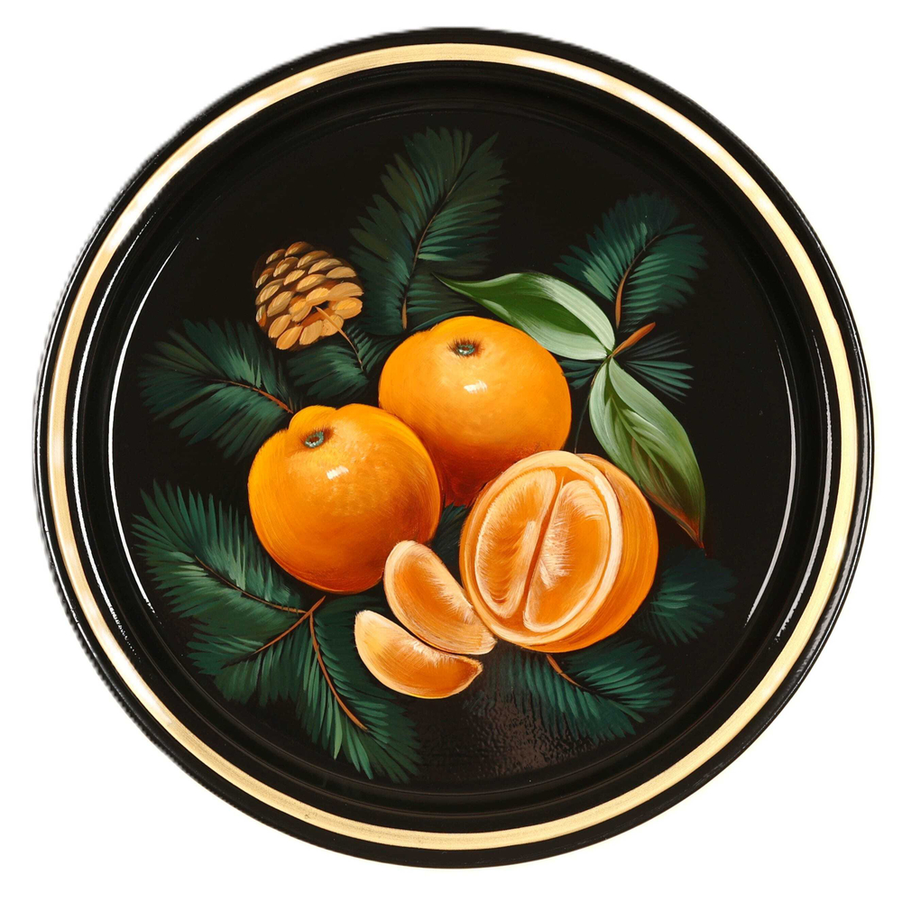 Жостовский поднос декоративный, размер 22 см (A5), металлический