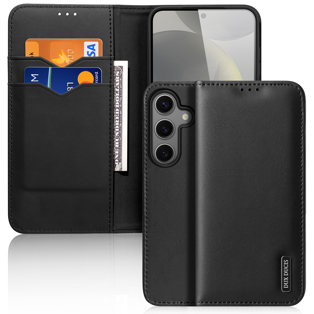 Чехол книжка из натуральной кожи с защитой RFID от Dux Ducis для Samsung Galaxy S25+, серия Hivo Series Case