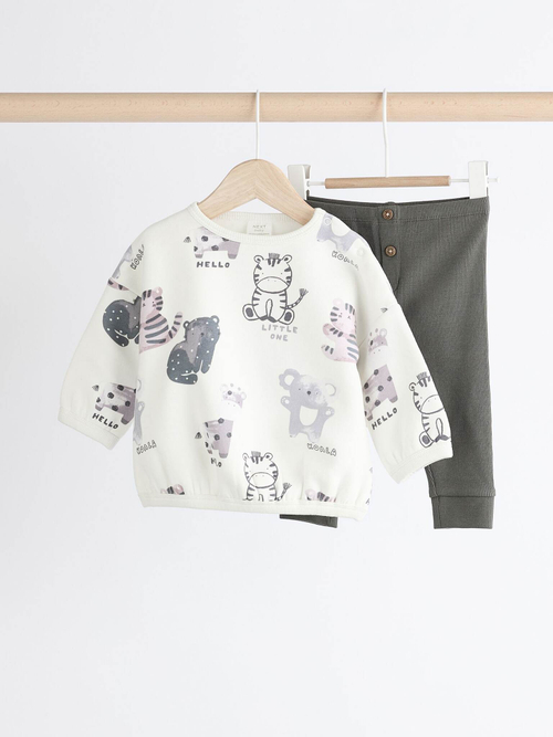 Толстовка и легинсы в комплекте для малышей Next 835-873, Белый, Темно-серый