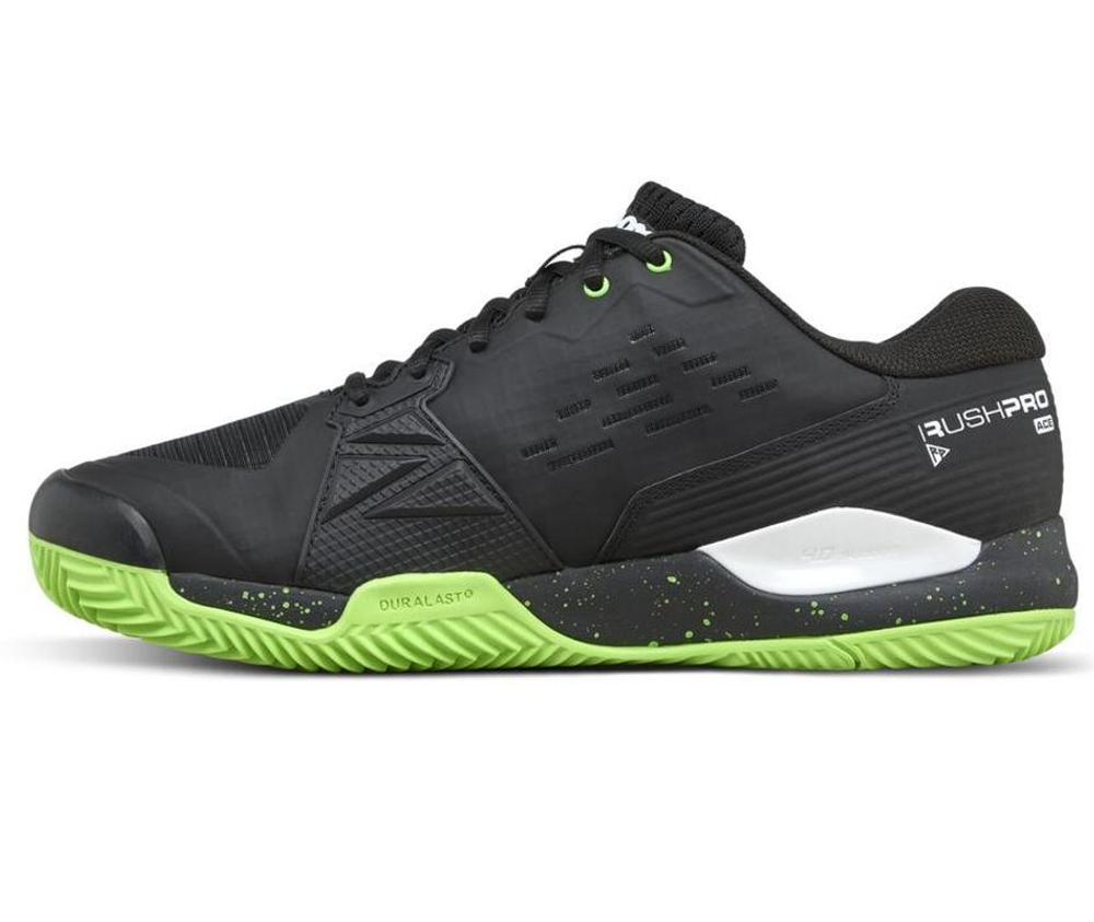 Мужские теннисные кроссовки Wilson Rush Pro Ace Clay TP - black/green/white
