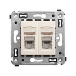 Компьютерная розетка RJ-45 в стену, кат.6 двойнаяэкранированная,"Avanti", "Ванильная дымка"