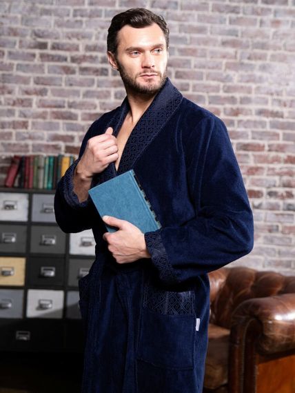 Халат мужской Christopher без капюшона Синий "Polens"