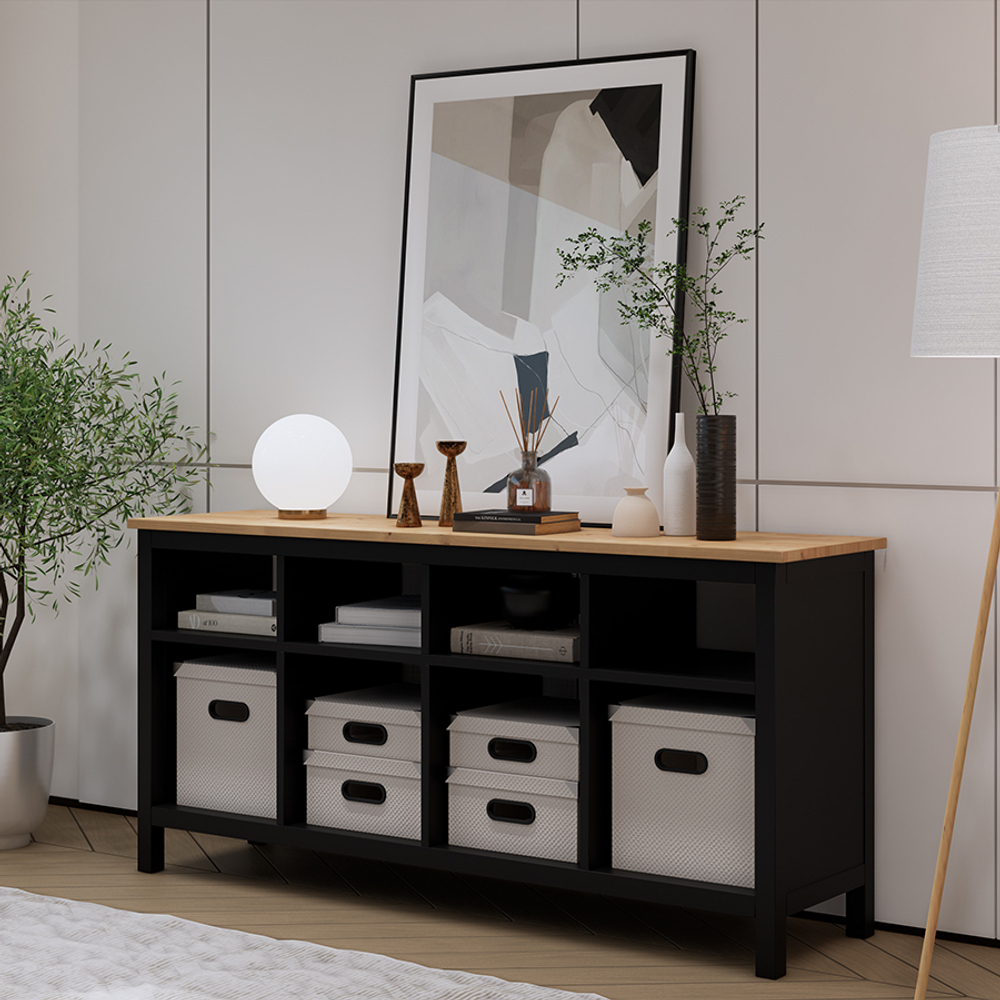 Стол-консоль Хемнэс Hemnes/Кымор, 157х74х40 см, черный/светло-коричневый