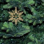 Украшение елочное подвесное "Снежинка золотистая" ЗОЛОТАЯ СКАЗКА, НАБОР 4 шт, 13 см, глиттер, 591132