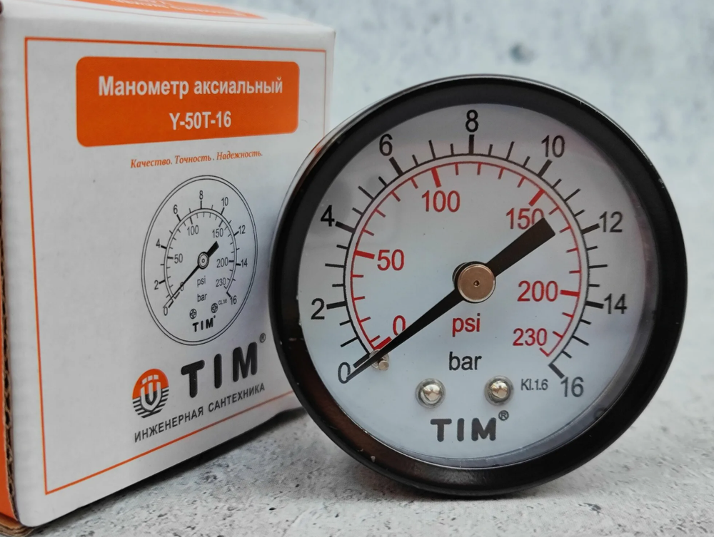 Манометр радиальный TIM Y-50T-16