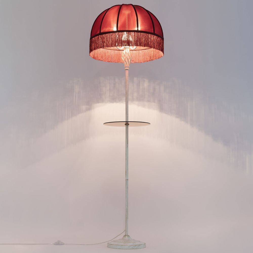 Citilux Базель CL407923T Торшер патина со столиком и красным абажуром