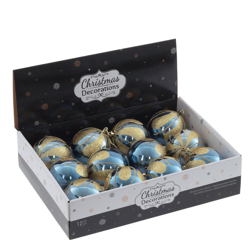GAEM Набор из 12шт Украшение новогоднее "Шар", D 8 см, L35,5 W26,5 H9 см