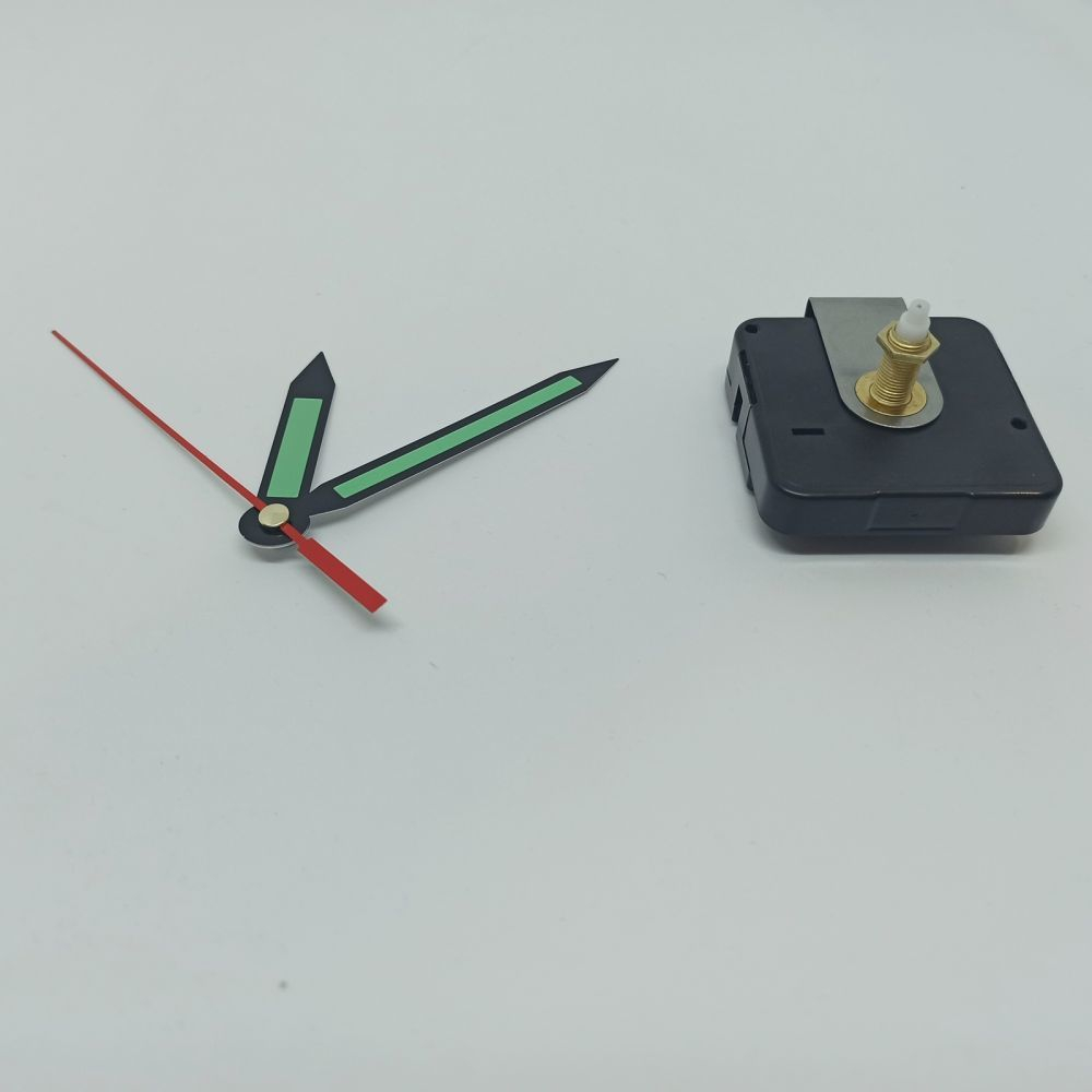 Часовой механизм, шток 21 мм, со стрелками №11 светятся в темноте (1уп = 5шт)