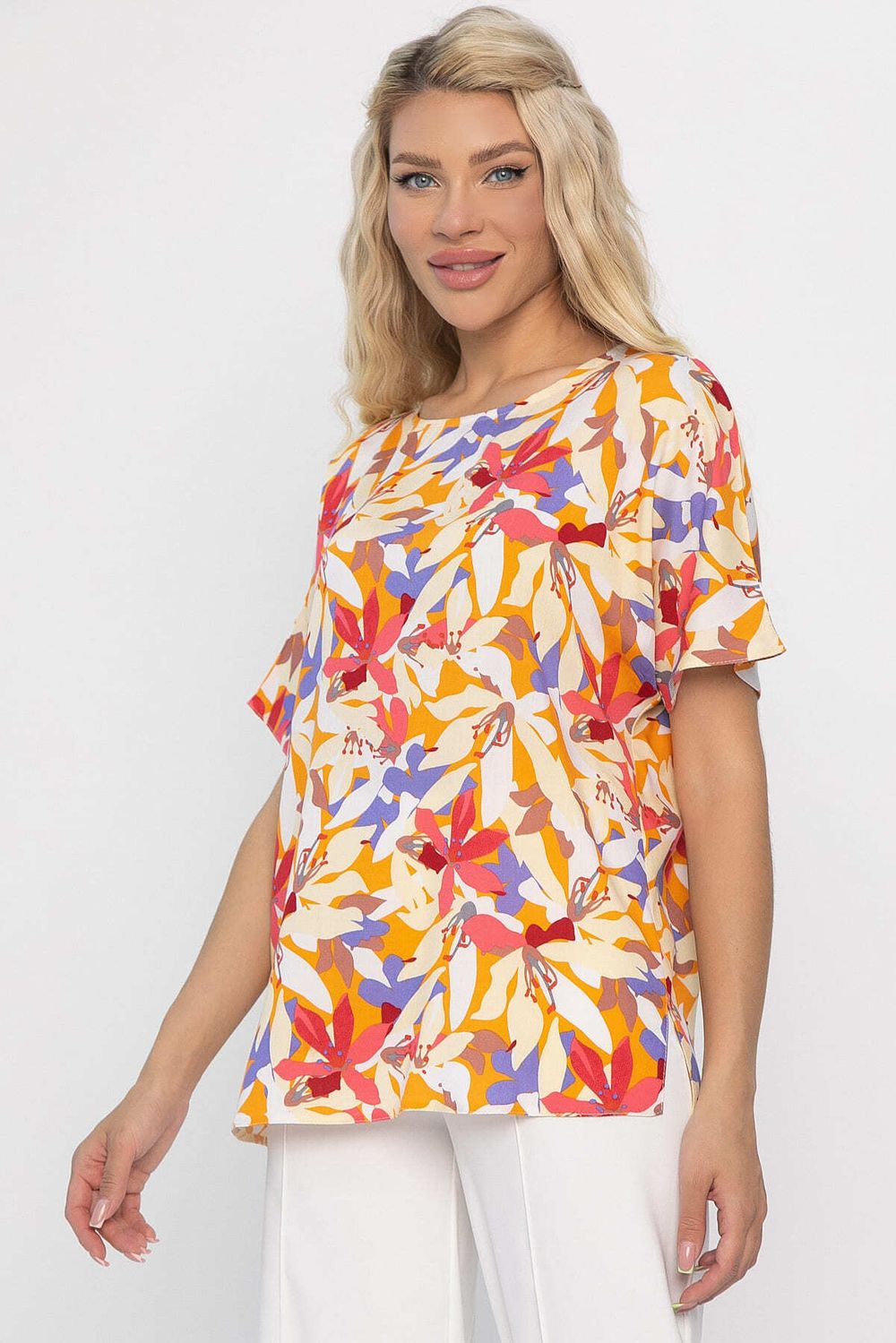 Блуза Маргоша (бежевая/цветы) Б13783-16М LT Collection