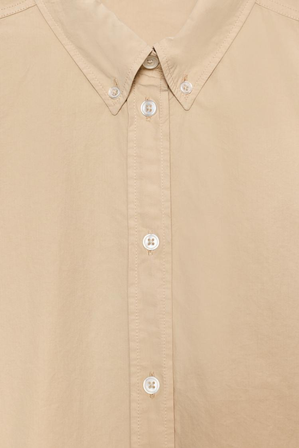 ZARA РУБАШКА ИЗ ВЫСТИРАННОГО ПОПЛИНА, БЕЖЕВЫЙ