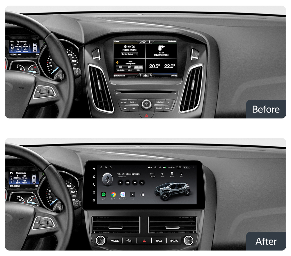 Магнитола для Ford Focus 3 2011-2019 - Teyes LUX ONE монитор 12.3" 2K QLED на Android 10, CarPlay, 4G SIM-слот, 6/128ГБ