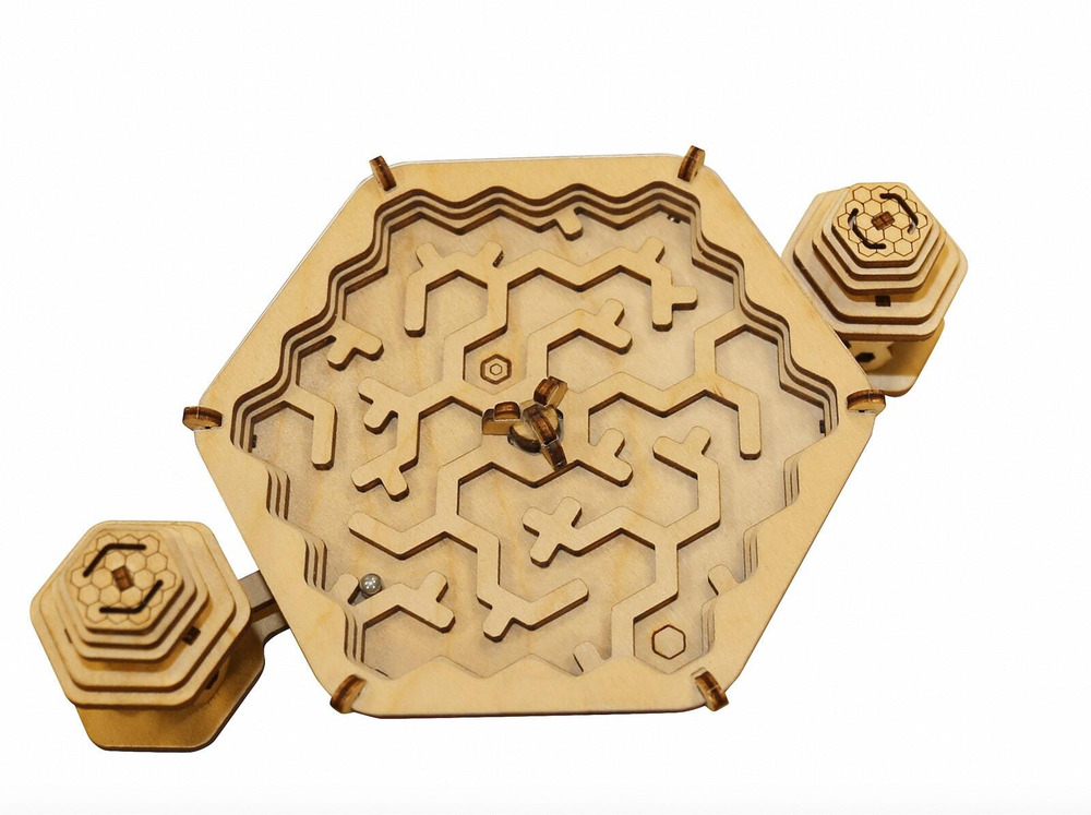 Головоломка-лабиринт "Лабиринт пчёлы и мёд" (UNIWOOD) - Деревянный конструктор, 3d пазл, сборная модель