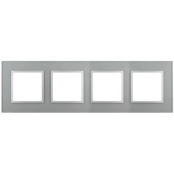 14-5104-03 ЭРА Рамка на 4 поста, стекло, Эра Elegance, алюминий+алюм