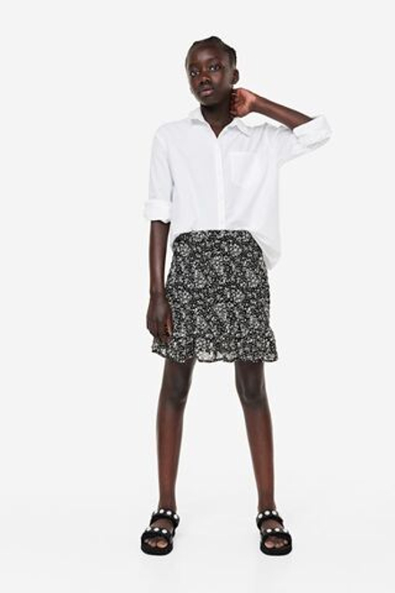 H&M Гофрированная шифоновая юбка, черный