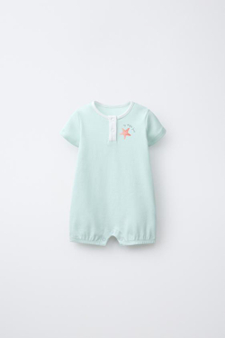 ZARA НАБОР ИЗ 2 КОМБИНЕЗОНОВ С МОРСКИМ ПРИНТОМ, ЭКРЮ