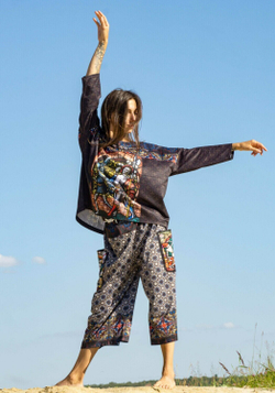 Комплект (туника и брюки кюлоты) "Dance Macabre", по мотивам витража "Пляска Смерти" Бернского собора