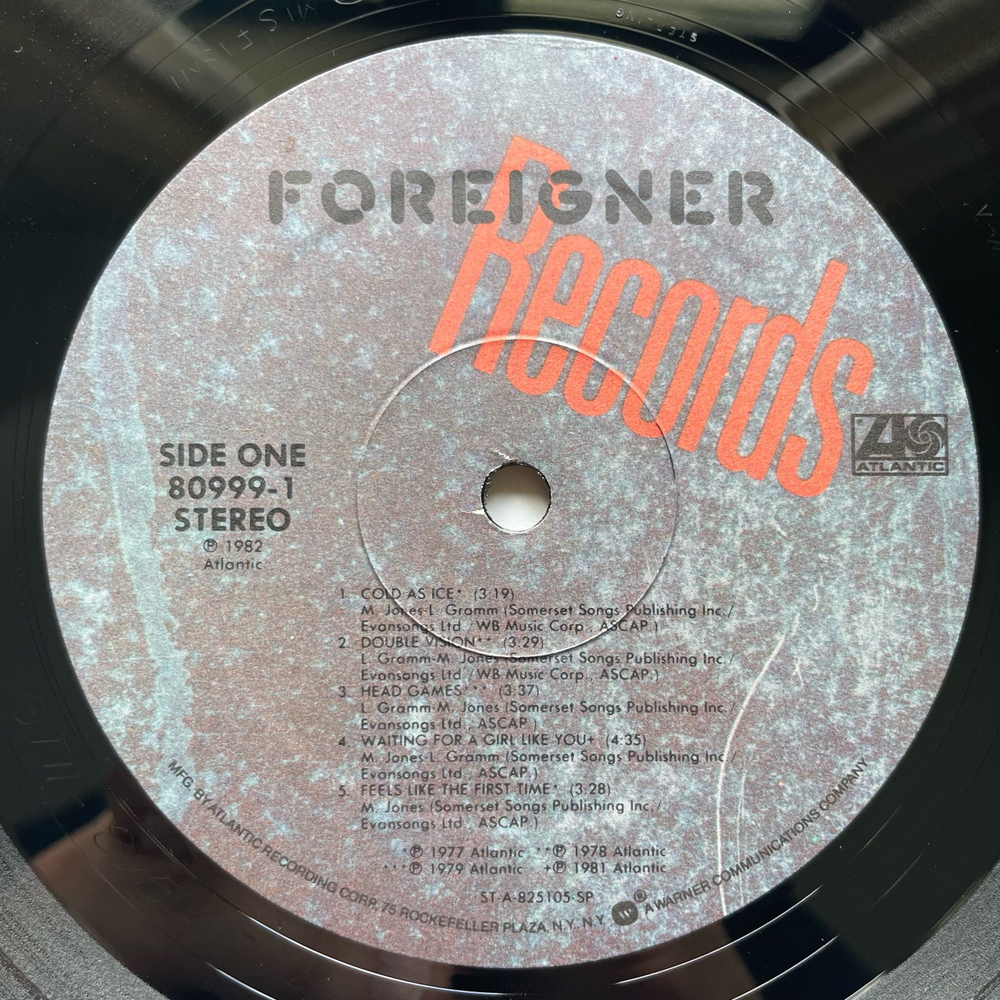 Винтажная виниловая пластинка LP Foreigner Records (США 1982)