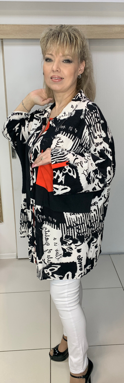 Туника-блузон с красной отделкой