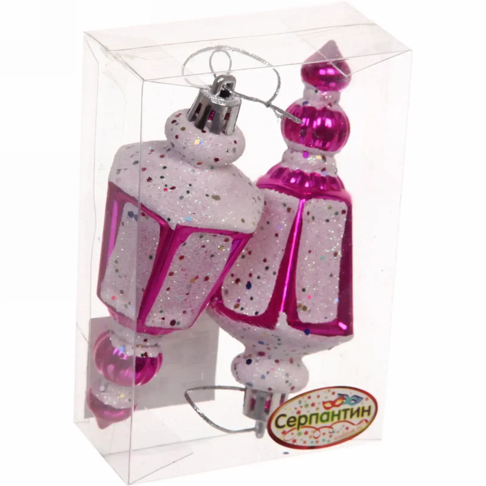 Ёлочные игрушки «Фонарик» 11 см (набор 2 шт), фуксия