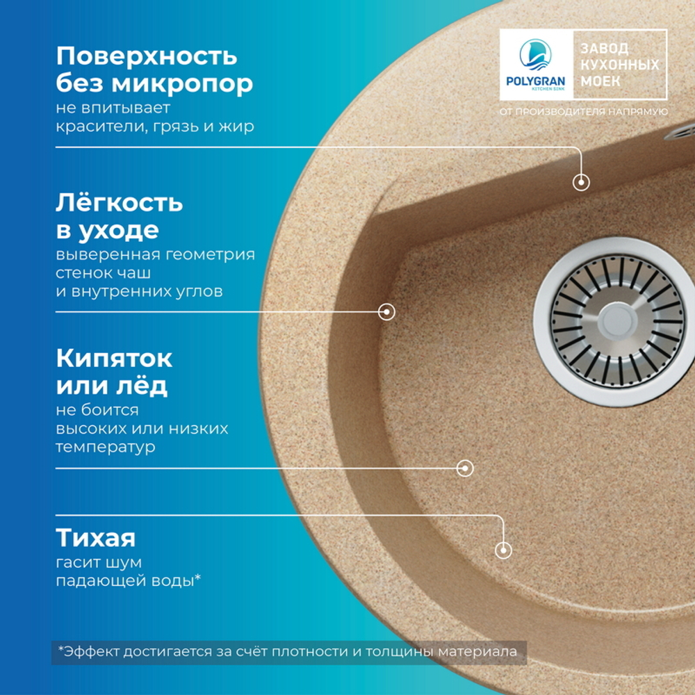 Мойка POLYGRAN ATOL-460 песочный №302