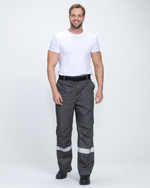 Костюм Флофт-1 Премиум СОП (тк.Смесовая,240) брюки, т.серый/серый/красный