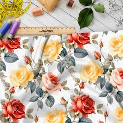 Ткань премиум таффета романтические розы