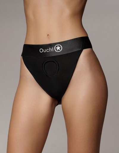 Черные трусики-джоки для страпона с вибропулей - размер XS-S (Размер: XS-S) (Цвет: черный)