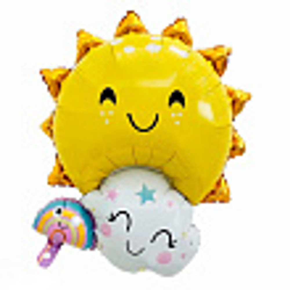 Солнце с облачком / 1 шт / Фольгированный шар (Китай) В040