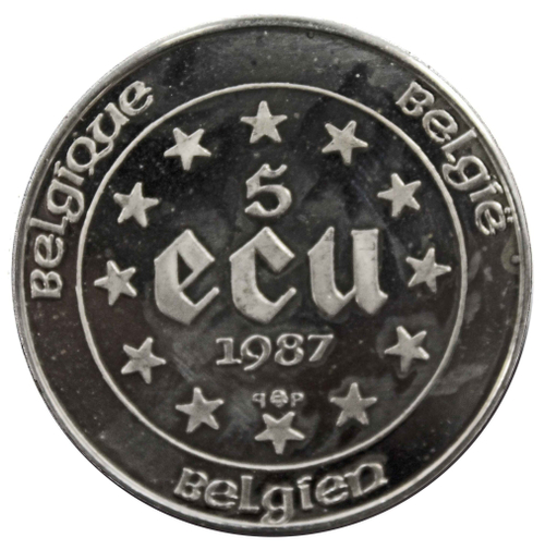 5 экю. 30 лет Римскому договору. Бельгия. Серебро. 1987 г. ехPROOF