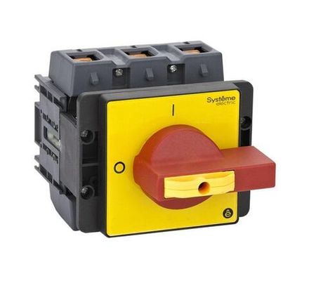 Выключатель-разъединитель 3п 125А IP20 с красн. рукоят. на дверцу 4 винта 1 замок SE MSD125360R