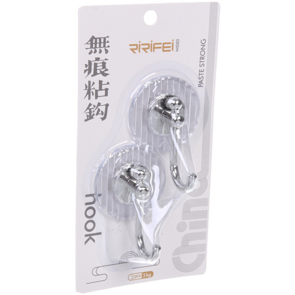 Крючки в наборе 2шт на липком слое «ДОМания», полосы, прозрачные / серебро, нагрузка 3кг