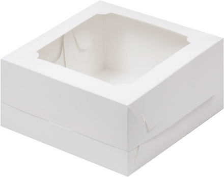Коробка для БЕНТО-торта с окном белая, 16х16х8 см