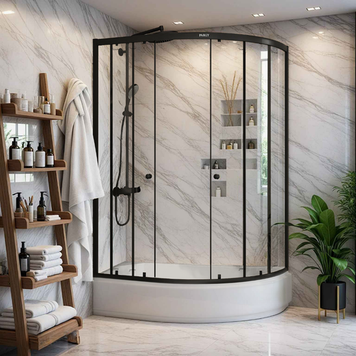 Уголок ZEM1201ВL душевой PARLY с поддоном (120х80х195)