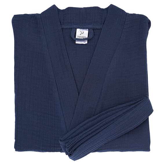 Халат из многослойного муслина темно-синего цвета из коллекции essential, размер s