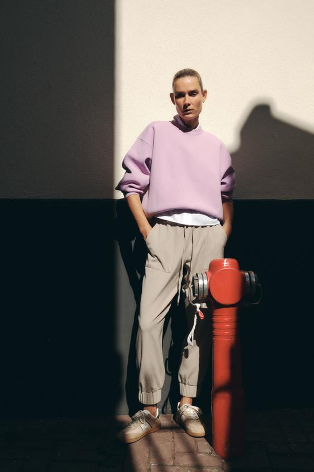 ZARA БРЮКИ С МАНЖЕТАМИ, ПЕСОЧНЫЙ МЕЛАНЖ