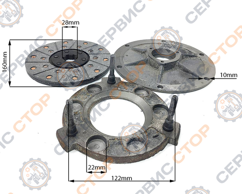 Комплект сцепления ремонтный к мотоблоку с водяным охлаждением