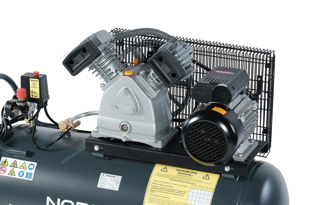 NORDBERG (NCP100/420A) Компрессор поршневой с ременной передачей 220В, ресивер 100л, 420л/мин