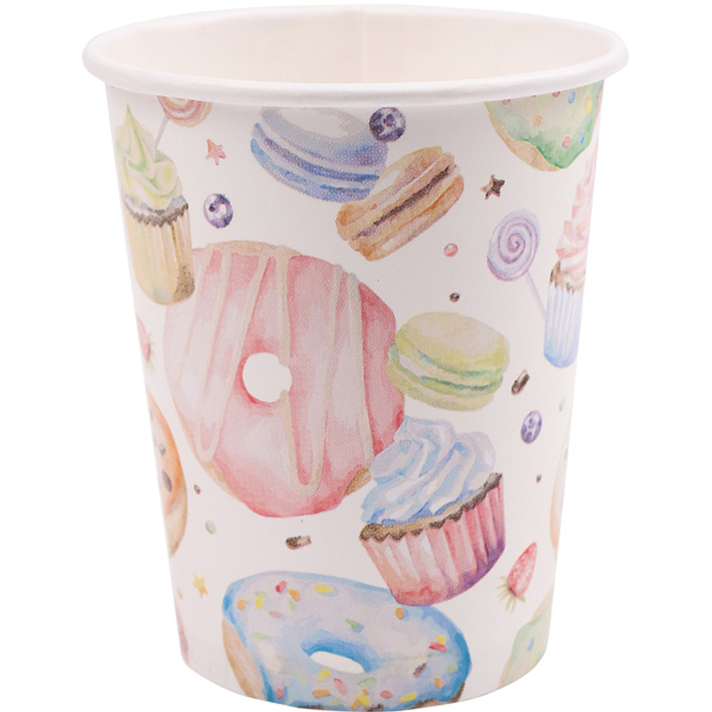Стаканы бумажные Пончики (250 мл, 6 шт) флоупак ФЛ-0954