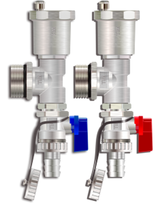 Тройник+воздух.+сливн. кран (крас.+син.) TIM