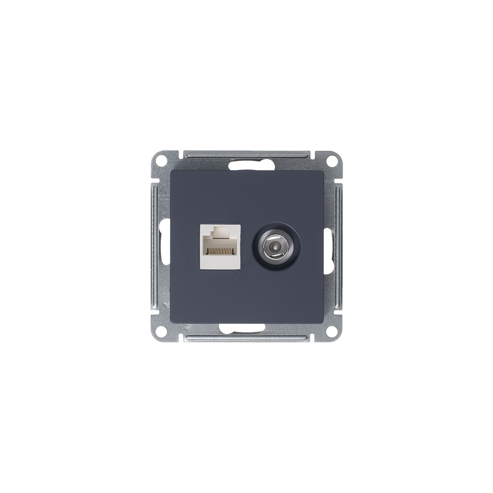 ATLASDESIGN РОЗЕТКА двойная ТВ + компьютерная RJ45, кат. 5Е, ГРИФЕЛЬ